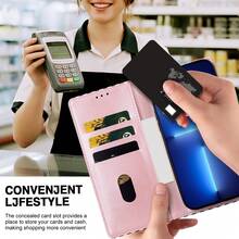 GLANDOTU Black & White Vertical Striped PU Leather Wallet Phone Case, Flip Cover Design, Multi-Card Slots, Built-In Stand, Shockproof Protection, Compatible With Multiple Phone Models - Multicolor - View 6