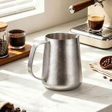 Pure Titanium Iridescent Ice Flower Latte Art Milk Pitcher 420-450ML Professional Antibacterial Milk Frothing Pitcher - Silver - View 8