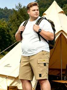 Men's Plus Size Cargo Style Bermuda Shorts, Cargo Style Brand, Loose Bermuda Shorts, Straight Leg Shorts, Summer Slim Fit Sports - Khaki - View 4
