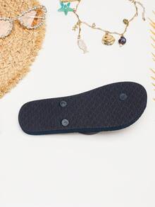 Evertop Surf Summer Ocean Style Oil Drop Shell & Starfish Decor Chain Square Toe Flat Slides AB Version Asymmetric Sandals Soft Sole Beach Vacation Bohemian Casual Street Style Original Design - Royal Blue - View 7