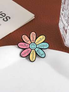 Cute Self Love Enamel Pin - Affirmation Flower "You Are Loved & Enough" Brooch For Bag & Jacket - Multicolor - View 7