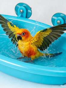 Bird Bath Basin And Parrot Cage Compatible - Hanging Bird Bath Tub, Parrot Bath Box, Bird Cage Accessories Bird Bath Supplies, Portable Bird Bath And Feeder (Suitable For Parrots) - Bath - View 3
