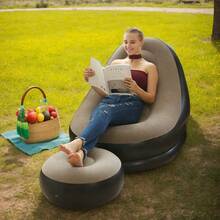 New Inflatable Plush Sofa, Foldable Slouchy Footrest Sofa Bed, Portable Outdoor Lounge Chair With Footstool, Hot-Selling Style - Multicolor - View 2