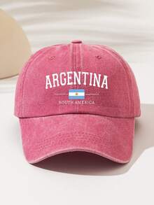 1件時尚極簡水洗棒球帽「ARGENTINA」印花圖案，送給家人與朋友的禮物，四季通用裝飾風格，美式復古運動風，男女通用必備時尚單品 - 阿根廷 - 查看 14