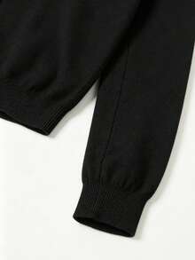 Slouchy Commute Vibe Best-Selling All-Match Women's Round Neck Knit Cardigan, Daily Versatile Slimming Single-Breasted Thin Layering Outerwear Fall Black - Black - View 8