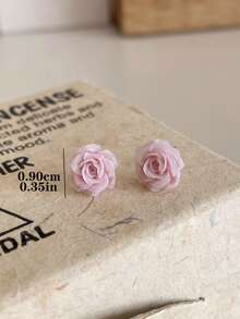 1 Pair Sweet Cute Pink Flower Stud Earrings, Small Delicate Earrings Suitable For Teenage Girls Daily And Holiday Wear - Flowers - View 5