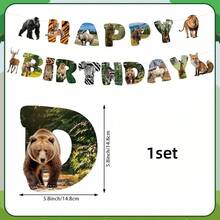 1 Set Animal Party Decoration Happy Birthday Banner, Animal Party Banner Garland Birthday Party Decoration, Animal Birthday Party Decoration Supplies - A - View 2