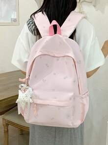 LECEY Mochila de gran capacidad para estudiantes de secundaria, preparatoria y universidad para mujeres - Rosa - Ver 4