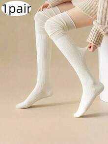 1 Pair Women's Over-The-Knee Socks - Elastic Thin Long Socks, Solid Color Knee-High Socks, Long Socks, Suitable For All Seasons, Outdoor Casual - Transparent Socks, Shoes, Boots, Over-The-Knee Boots, Loose Socks, Office Casual Wear, Sandals, White Socks, Women's Office Casual Wear, Socks > Transparent, Summer Boots, Over-The-Knee Boots, Over-The-Knee Socks, Leg Warmers, Summer Socks - Multicolor - View 6