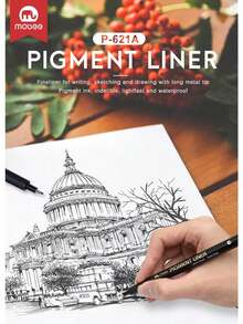 Mobee Ultra Black German Ink Sketching Pens 3/6/12pcs Metal Clip High Quality Fine Tip Water-Based Marker Pens Premium Fine Point Liner Pens For Drawing Sketching Painting Master Level, Back To School - Sets - View 10