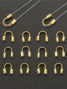 Set Manik Jepit Emas 18K 80-160pcs untuk Pembuatan Perhiasan | Penjepit Pelindung Kawat Berbentuk U, Tutup Ujung Manik Logam, Liontin Jepit, Cocok untuk Ditambahkan ke Ujung Gelang dan Kalung - MultiWarna - View 7