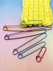 [6/12pcs]Colorful Aluminum Safety Pin Set, Large Knitting Needle Clips Covering 6cm-20cm In 6 Sizes, Lightweight Durable And Reusable. Suitable For Knitting Enthusiasts And Craft Creators, Can Fix Fabrics, Mark Stitches, Also Used For Clothing Sewing, Embroidery Making, Practical DIY Craft Supplies - Colored Aluminum Pins - View 2