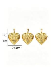 3pcs Fashion Stainless Steel 18K Gold Plated Heart Oval Portrait Relief Locket Pendant, Locket Photo Box With Flip Cover, DIY Unique Ideal Gift For Friends Birthday, Family, Mom/Grandma/Wife Anniversary Gift, Autumn Fashion, Casual, Vintage, Personalized, Daily Wear, Party, Mother's Day, Valentine's Day, Graduation, Wedding - Multicolor - View 10