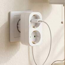 1 pieza Adaptador Schuko sin cable, 250V/16A, toma múltiple ahorradora de espacio, adaptador para oficina/hogar - Ver 1