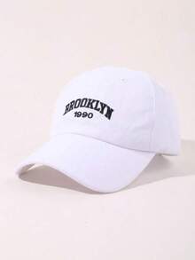1件中性休閒 BROOKLYN 字母刺繡卡其色棒球帽，適合戶外旅行，可調節式棒球帽 - 彩色 - 查看 9
