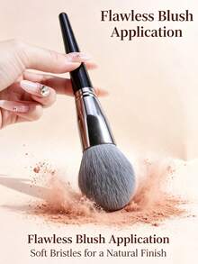 1pc Super Soft Large Powder Brush Professional Makeup Brush For Flawless Base And Blush Effect Black Handle High-Quality Synthetic Bristles Large Face Brush Suitable For Loose Powder / Blush / Contour Sensitive Skin Friendly - Multicolor - View 5
