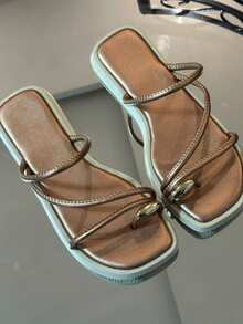 Women's Padded Flip Flops With Pink Toe Elegant Cloud Women's Flat Shoes Outdoor Home Summer - 乾枯玫瑰色 - 查看 4