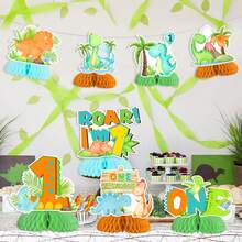 8pcs Paper Dinosaur 1st Birthday Decorations For Boys - Dinosaur Honeycomb Centerpiece, Dinosaur Birthday Tabletop Decor, "Roar," Jungle Wild Animal 1st Birthday Party Table Centerpiece - View 4