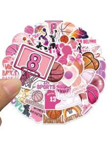 50 piezas Pegatinas de mujeres en deportes, pegatinas de baloncesto rosa, pegatinas de gimnasio, calcomanías de eslóganes estéticos para portátil, mochila, sobre, etiqueta, revista, Tumblr, regalos deportivos - Rosa - Ver 7
