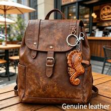 Genuine Leather Seahorse Keychain, Unisex, Handmade Cowhide Ocean Animal Bag Charm, Vintage Ocean Theme Pendant, Retro Car Key Ring Accessory, Creative Birthday Gift, Friend Anniversary Gift, Summer Beach Souvenir - Haima - View 4