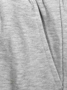 Men's Heather Gray Baggy Wide Leg Sweatpants, Contrast Plaid Double Waistband, Drawstring Waist, Side Pockets, Y2K Streetwear For Fall/Winter - Grey - View 7