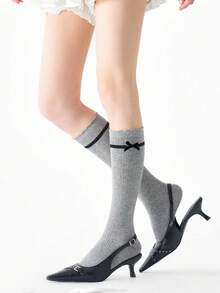 1/3 Pairs Summer New Sweet Lace Bow Minimalist Slouch Socks - Multicolor - View 6