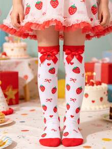 1 Pair Cute 3D Plush Capybara Print Over-The-Knee Socks, Pink Cartoon Animal High Socks, Girls Fun Socks, Children's Holiday Essential - Multicolor - View 11