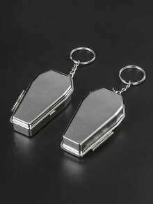 Portable Metal / Creative Coffin-Shaped Ashtray Keychain / Mini Compact Ashtray - Silver - View 5