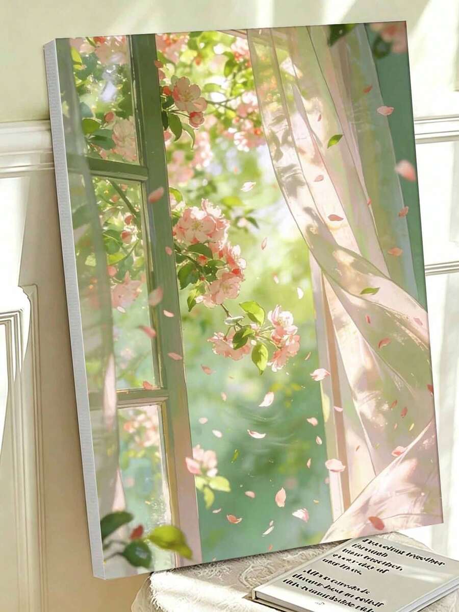 Spring Window Floral DIY Digital Oil Painting Canvas Handmade Adult Home Wall Decor Art Set Holiday Gift - Sets - View 1