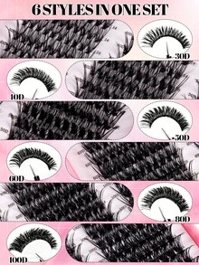 570 Pestañas Postizas Rizadas Tipo D de Gran Capacidad, Densidad Mixta 30D-100D Adecuadas para Principiantes en Extensión de Pestañas Postizas DIY, Fáciles de Usar, Suaves y Naturales, Adecuadas para Diferentes Tipos de Ojos, Maquillaje de Pestañas de Alta Capacidad, Pestañas, Pestañas Postizas - D - Ver 4