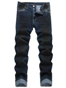 Men's  Ripped Skinny Jeans - Dark Blue - View 7