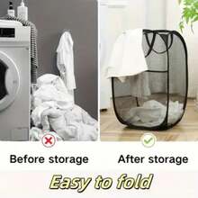 2pcs Foldable Mesh Laundry Baskets With 1 Hook, Large Portable Laundry Baskets With Handles, No Lining Storage Bins, Suitable For Bedroom, Bathroom, Living Room, Laundry Room Home Storage - Multicolor - View 8