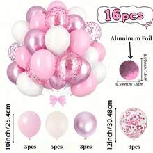 80/40/16pcs Macaron White Balloon Set - Light Pink Cute, Foil Sequin Balloons, Perfect For Princess, Birthday, Baby Shower, Anniversary, Wedding, Graduation, Welcome And Girls Party, Lovely Balloon Color Combination - Multicolor - View 11