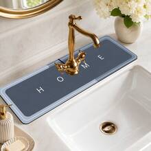 1pc Anti-Slip Diatomaceous Earth Faucet Drain Mat, Quick-Dry Absorbent Sink Splash Guard, Rubber Base, Suitable For Kitchen/Bathroom Faucets - Multicolor - View 1