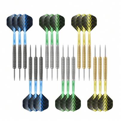 HUANQU 18pcs Professional Hard Steel Dart Set, 2 Styles To Choose From (14g/18g), Colorful Dart Flights And Storage Box, Indoor Competition Training Bar Party Home Entertainment Dart Accessories, Adult Player Gift, Perfect Holiday Gift Choice