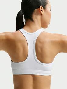 Nike Swoosh 女款中強度支撐快乾內墊運動內衣，網球運動員風格，DX6822-010 - 白色 - 查看 2