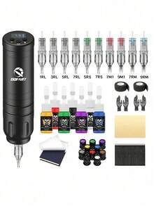 Wireless Tattoo Gun Set With 1500mAh Battery, All-In-One Tattoo Machine Kit. Includes 10 Tattoo Needles, 7 Bottles (5ml) Tattoo Ink And A Complete Tattoo Pen Set, Suitable For Beginners And Artists. - Multicolor - View 2