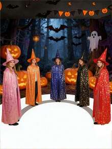 Best-Selling Christmas Hooded Cape - All Black Grim Reaper Demon Witch Long Cloak - Stage Makeup Performance Prop - Event Cosplay Prop - Suitable For Halloween, Christmas, Birthday Party And Other Occasions, Gift For Family And Friends - Multicolor 1 - View 6