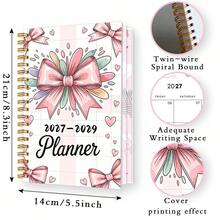 DANPERJI 1PC A5 2027-2029 Three-Year Plan Calendar Book, Pink Bow Love, Monthly Plan Book, Multi-Year Plan, Daily Planning, Travel Record, Efficiency Tool, Goal Tracking, Progress Tracking, Office Workers (Meetings/Work Tasks), Business People - 1pc - View 2