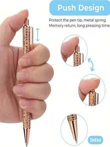 23pcs Set (3 Pens + 20 Refills) Shiny Metallic Retractable Ballpoint Pens, Smooth Writing, Suitable For Various Occasions, Great Gift Choice - 23pcs Set - View 7