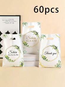 Bolsas de regalo para llevar (60/50/30/20/10 unidades), ideales para bodas, fiestas, cumpleaños y otras ocasiones; bolsas de regalo con flores secas de eucalipto verde, bolsos de mano portátiles y bolsas de almacenamiento para el hogar. - A - Ver 1