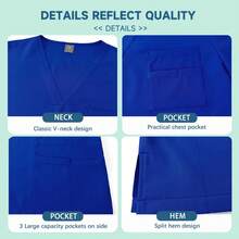 Unisex Medical Uniforms Men Women Nursing Clothes Lab Beauty Costume Nurse Scrubs Set Doctor Dentist Workwear Clinical Top Pants - Royal Blue - View 7