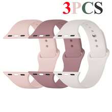 3pcs Sports Watch Bands Compatible With Apple Watch 38mm 40mm 41mm 42mm 44mm 45mm 46mm 49mm, Colorful Soft Silicone Waterproof Watch Straps, Suitable For Apple Watch Series 10 9 Ultra 8 7 6 5 4 3 2 1 SE, Back To School Gift For Men And Women Students - Pink Sand/starlight/smoky Purple - View 1