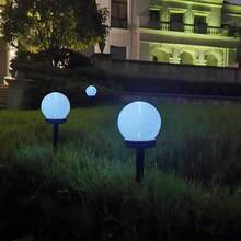 太陽能 LED 球形庭園路燈，自動光控戶外地燈，防水磨砂白球形庭園景觀燈，適用於草坪、小徑、露台、院子、車道、後院裝飾，太陽能地燈 - 波波球 - 查看 9