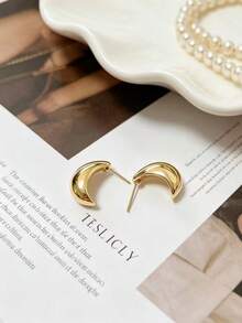 4 piezas/Set Pendientes de Botón Asimétricos en Forma de Gota de Agua Dorados & Plateados, Joyería Metálica Elegante para Mujeres - Estilo C, 2 pares - Ver 5