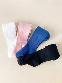 4 Paar Set Mädchen Einfache einfarbige enge Leggings, vielseitige Ganzjahres-Basisschicht Strumpfhosen, geeignet für den täglichen Gebrauch von Mädchen - Verschiedenfarbig - Übersicht 2
