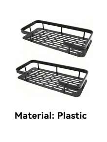 1pc No-Drill No-Hole Rust-Proof High-End Bathroom Kitchen Storage Rack Black Adhesive Bathroom Shelf - Multicolor - View 8
