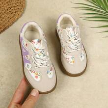 1 par de zapatos deportivos casuales nuevos para niñas, de moda simple y versátil, con suela blanda, para exteriores, viajes, fiestas, actividades y deportes casuales - Morado - Ver 3