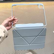適用於 iPad 11 代 A16 時尚 Y 型折疊平板保護殼，高透明壓克力背板，可自定義 DIY，防震全包防摔，PU 皮革，相容 iPad Air 11、9 代 10.2 吋、8 代 10.2 吋、Pro 11、10 代平板保護殼 - 天藍 - 查看 9