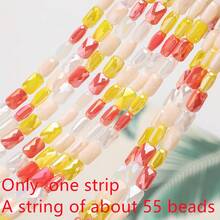 1 String Of Approx. 55pcs 4*7mm Grid Rectangular Colored Glass Beads DIY Jewelry Accessories Holiday Gift Shoes Clothing Accessories Phone Keychain Car Pendant Making Material - 4*7mm Long Grid - View 15